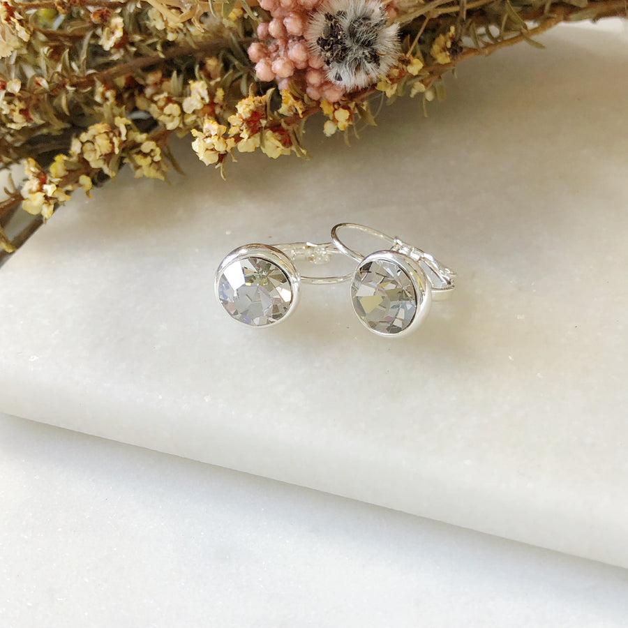 Floral Whisper Dark Grey Crystal Tassel Earrings - Itahdnura Kollection